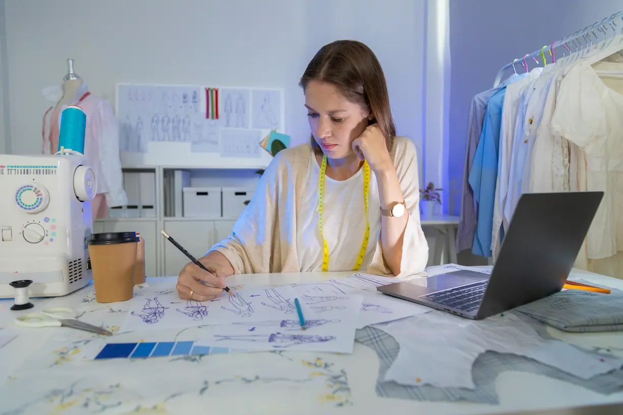 fashion designer creating apparel tech pack